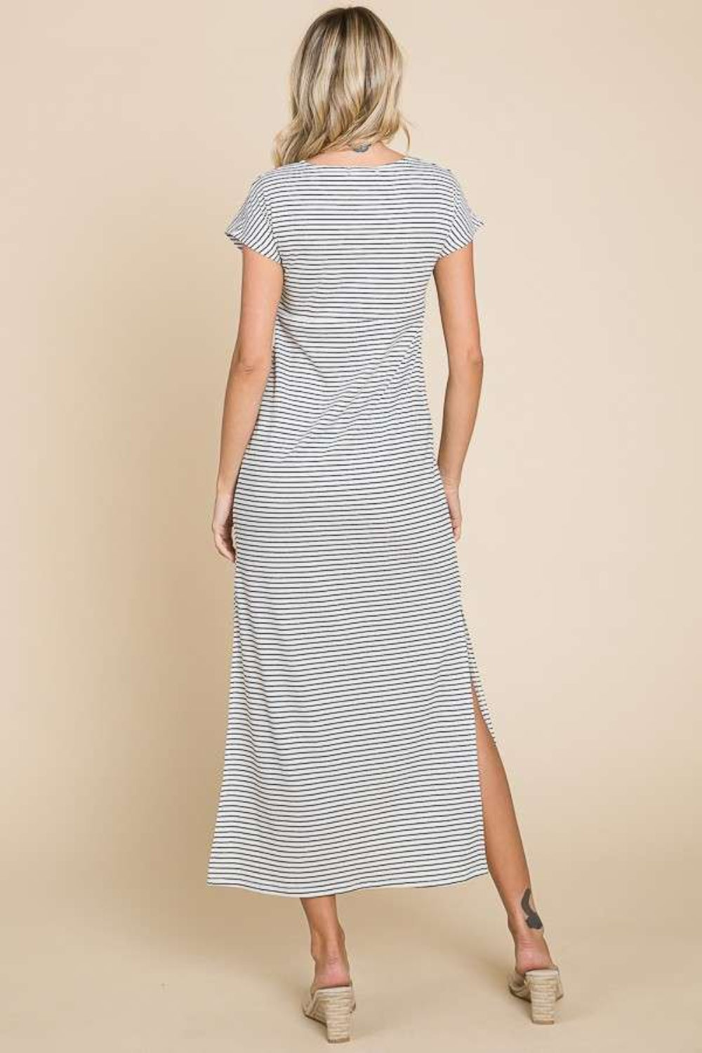 Culture Code Full Size Striped Twisted Detail Dress - AllIn Computer