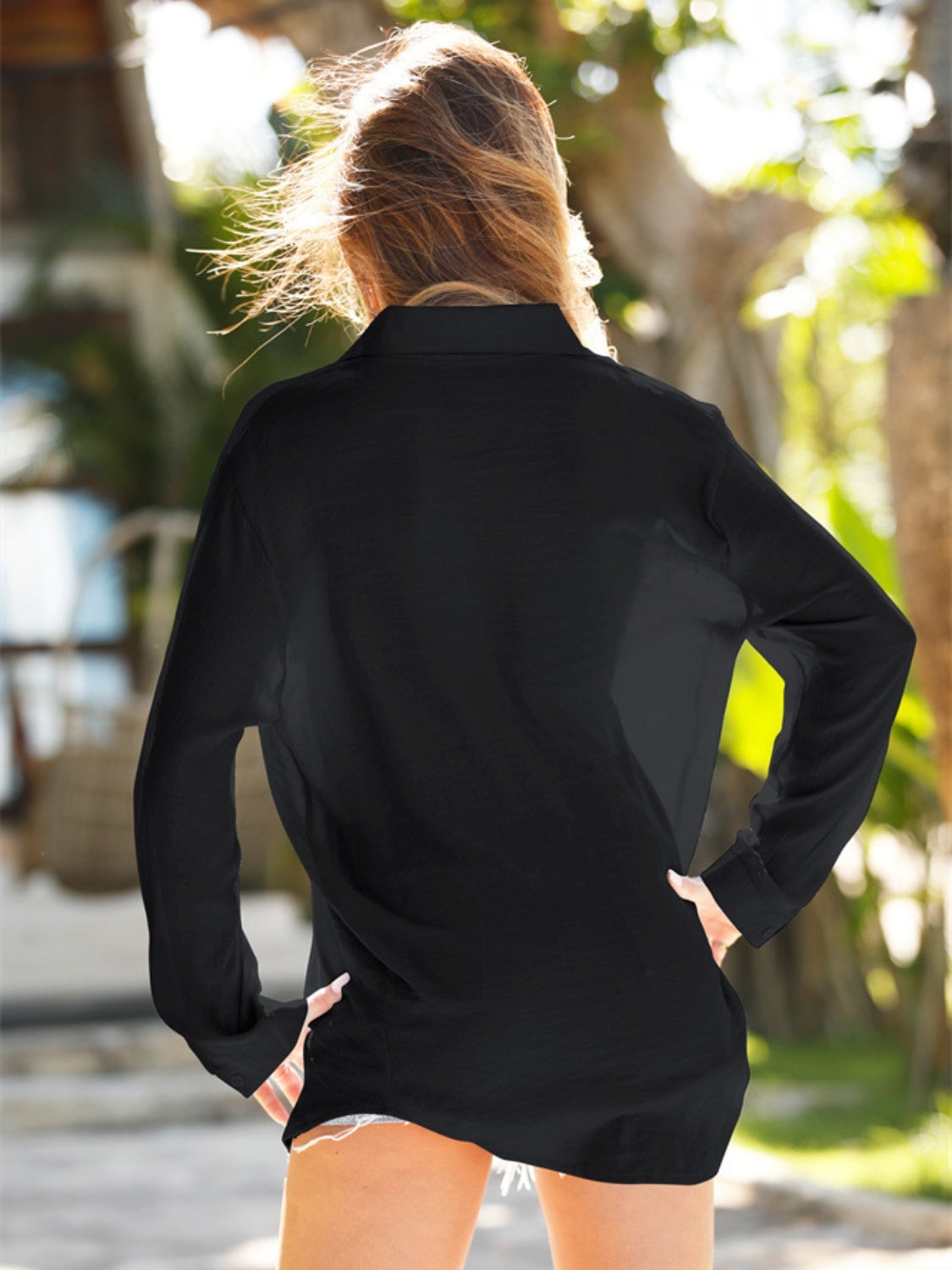 Pocketed Dropped Shoulder Cover Up - AllIn Computer