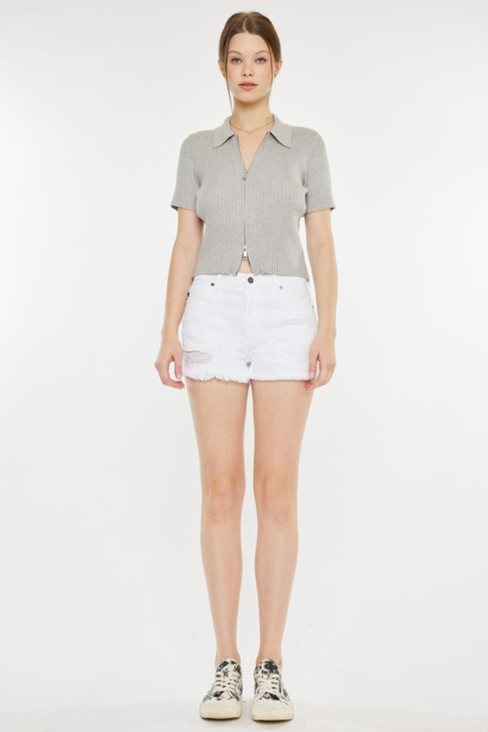Kancan Raw Hem Distressed Denim Shorts - AllIn Computer