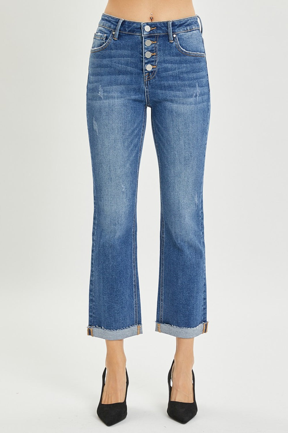 RISEN Full Size Button Fly Cropped Bootcut Jeans - AllIn Computer