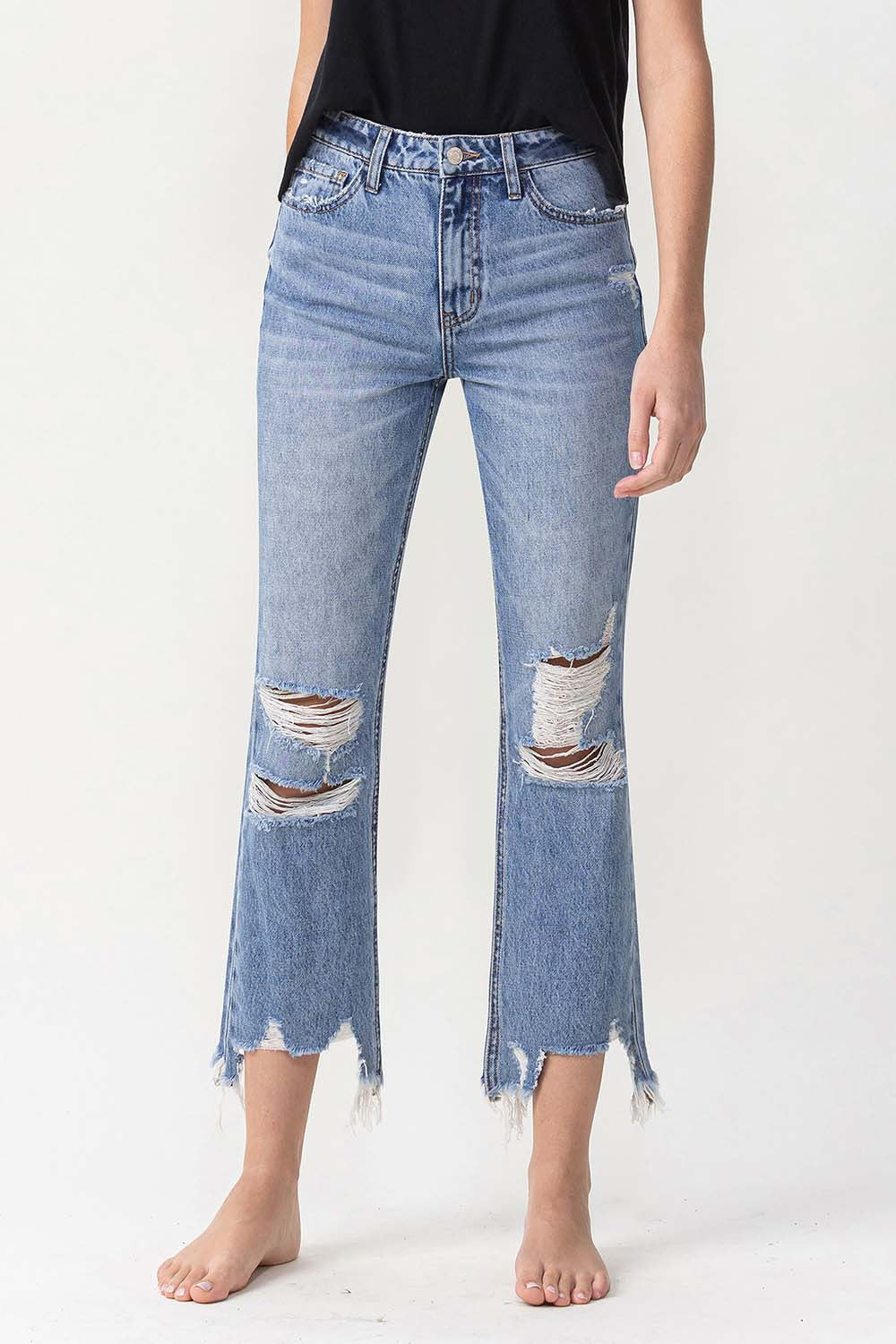 Lovervet High Rise Distressed Straight Jeans - AllIn Computer