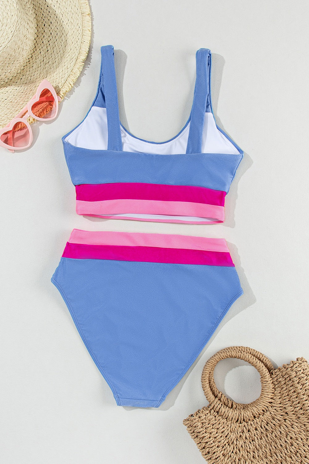 Contrast Scoop Neck Two-Piece Swim Set - AllIn Computer