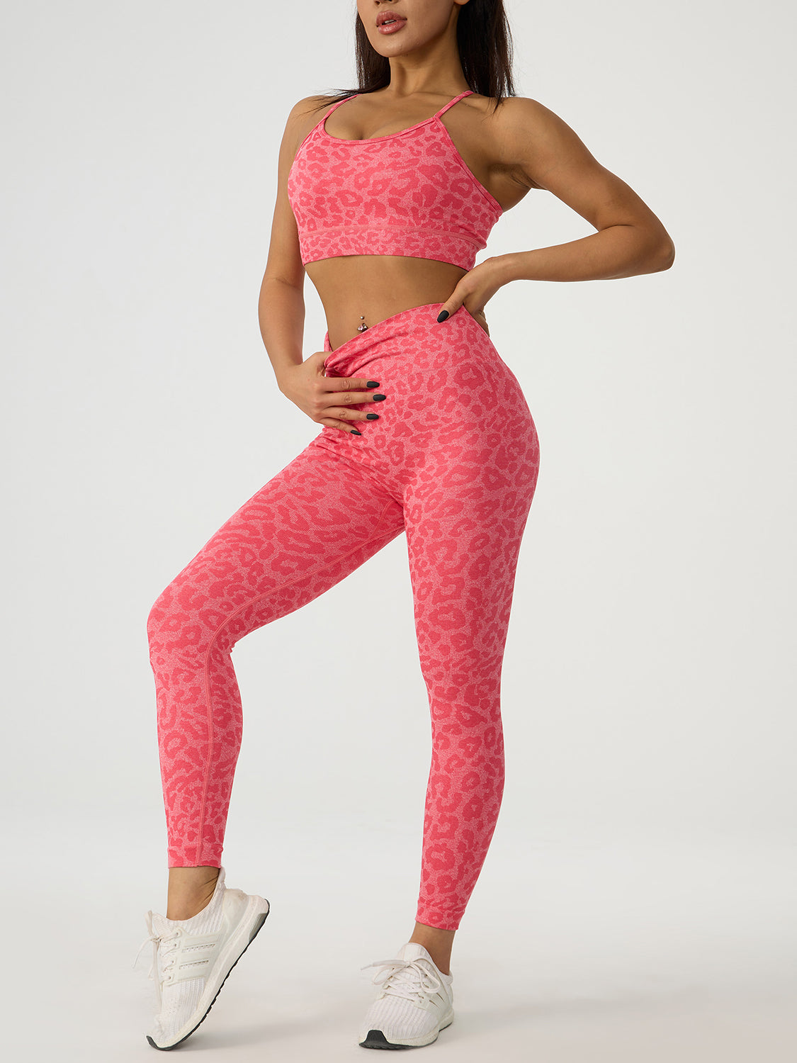 Leopard Crisscross Top and Leggings Active Set - AllIn Computer