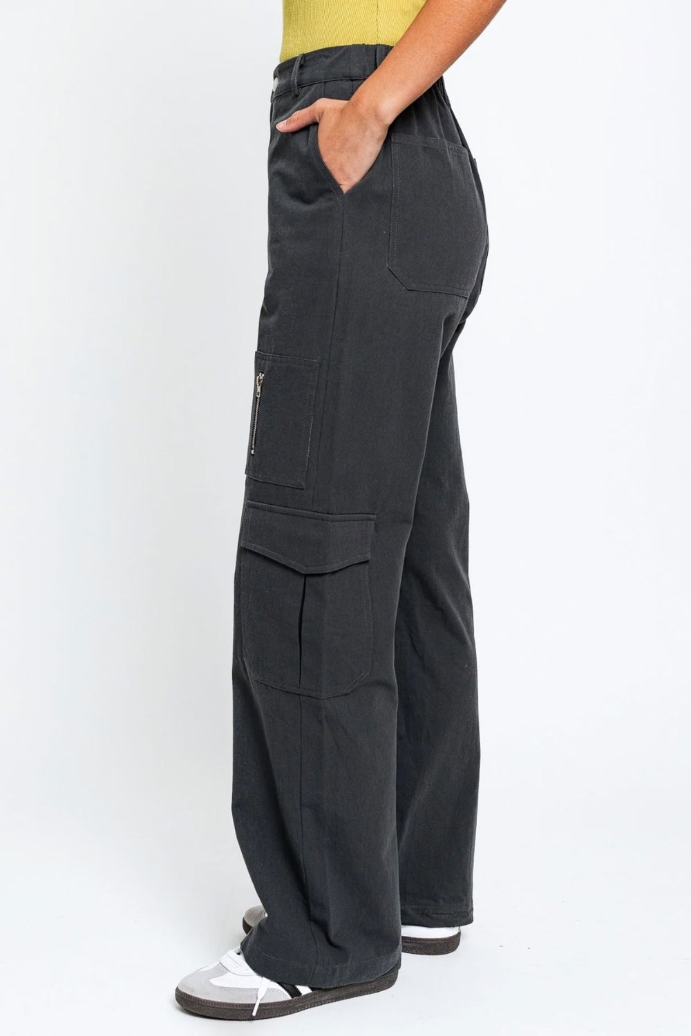 Tasha Apparel High Waist Wide Leg Cargo Pants with Pockets - AllIn Computer