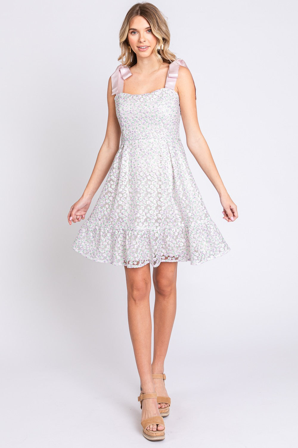 GeeGee Mesh Floral Embroidered Sleeveless Dress - AllIn Computer