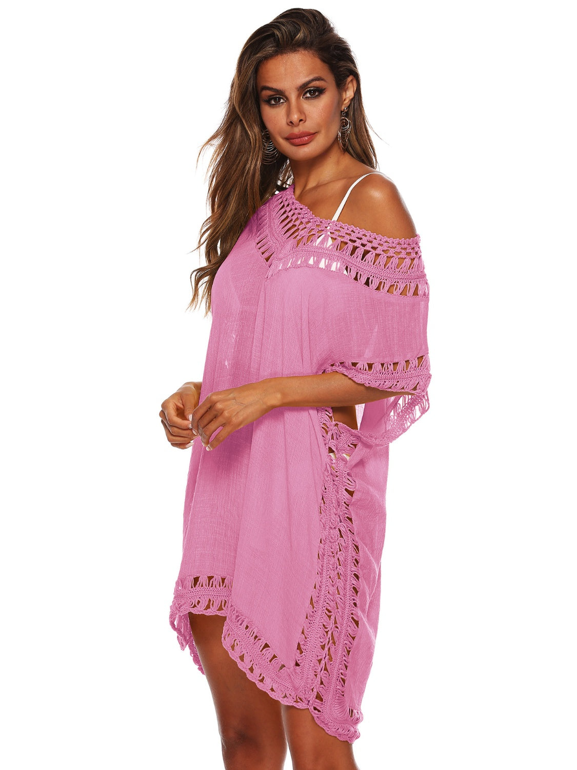 Cutout V-Neck Short Sleeve Cover-Up - AllIn Computer