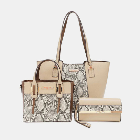 Nicole Lee USA 3-Piece Snake Print Handbag Set | CLOTHING,SHOES & ACCESSORIES | handbag set, handbags, Nicole Lee USA, Ship from USA | Trendsi