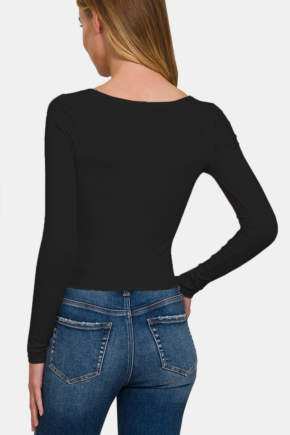 Zenana Scoop Neck Long Sleeve T-Shirt - AllIn Computer