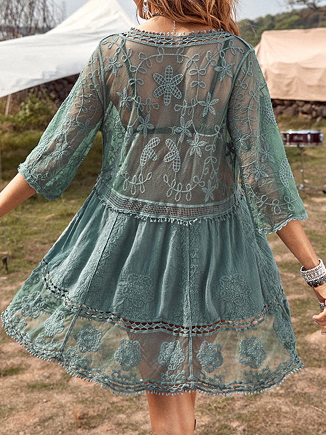 Lace Detail Plunge Cover-Up Dress - AllIn Computer
