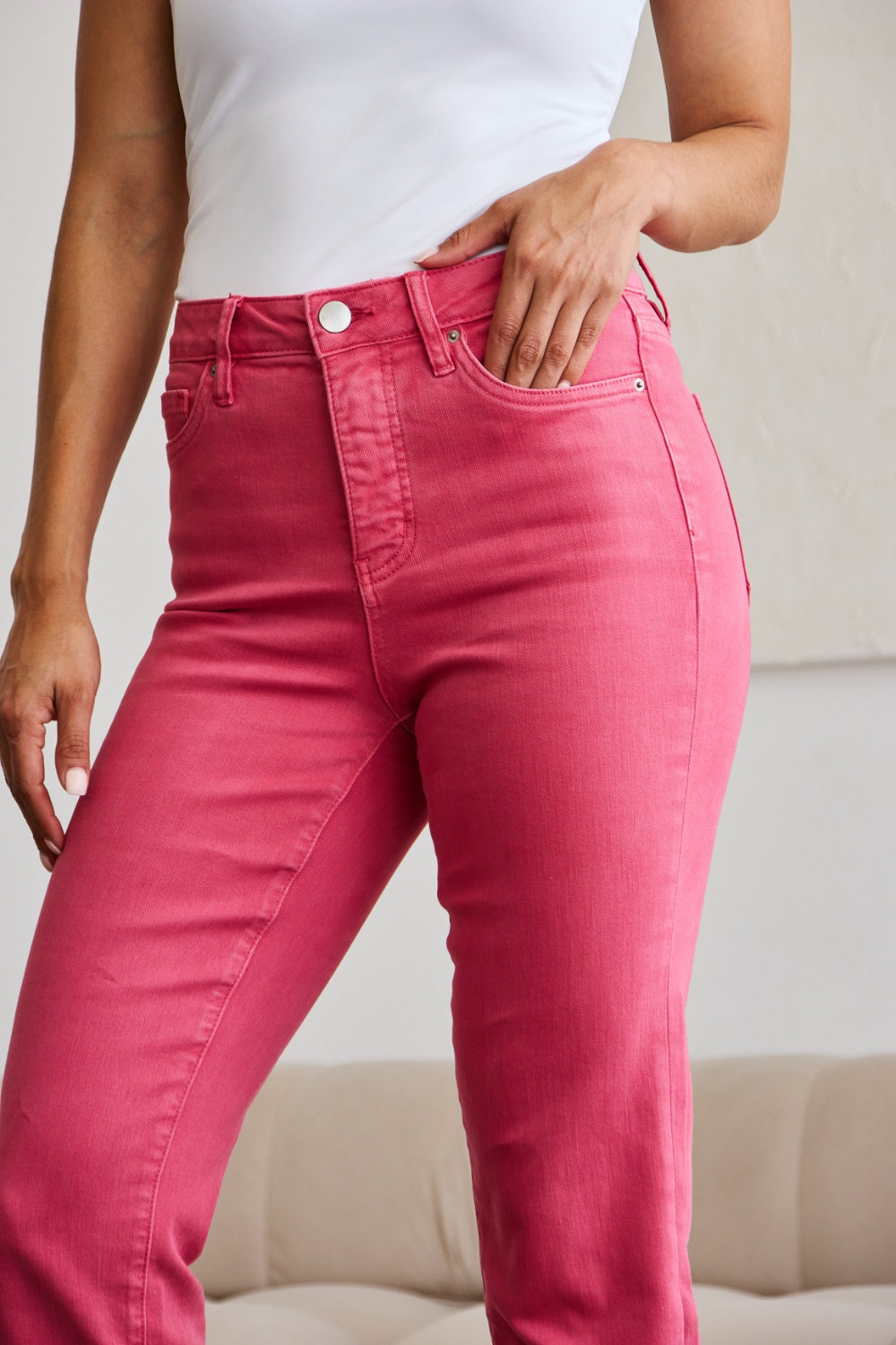 RFM Crop Dylan Full Size Tummy Control High Waist Raw Hem Jeans - AllIn Computer