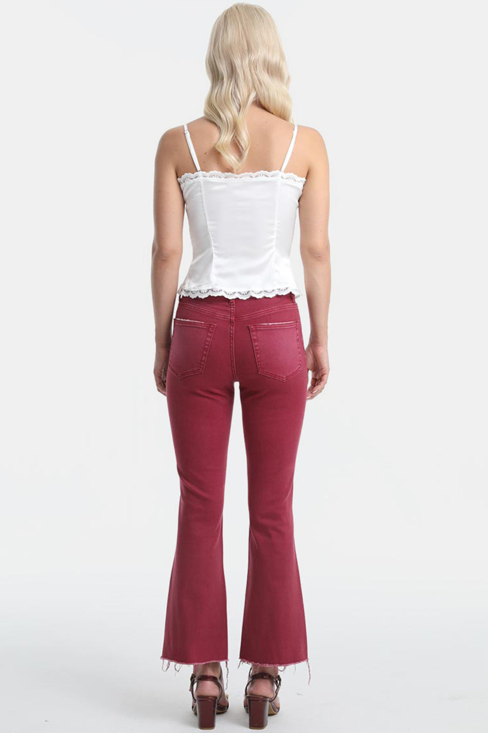 BAYEAS Full Size High Waist Distressed Raw Hem Flare Jeans - AllIn Computer