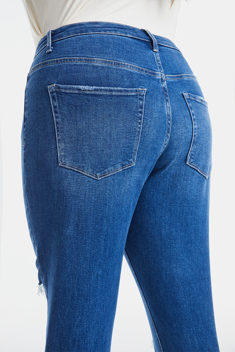 BAYEAS Full Size Distressed High Waist Mom Jeans - AllIn Computer
