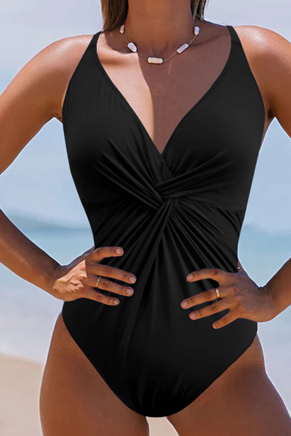 Twisted Crisscross V-Neck One-Piece Swimwear - AllIn Computer