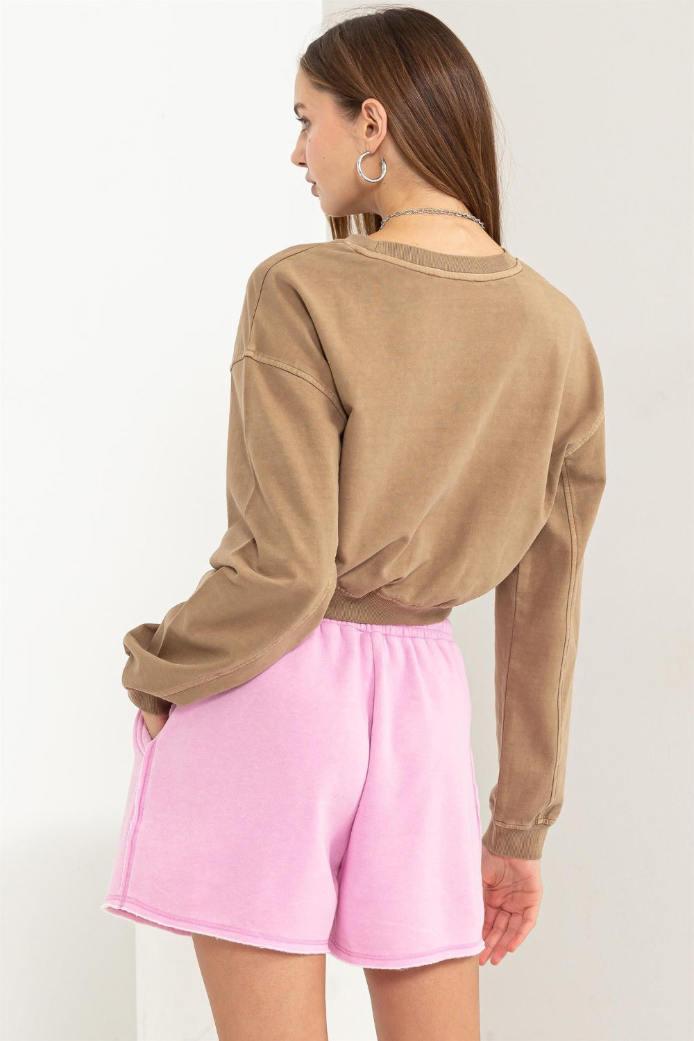 HYFVE Round Neck Long Sleeve Cropped Sweatshirt - AllIn Computer