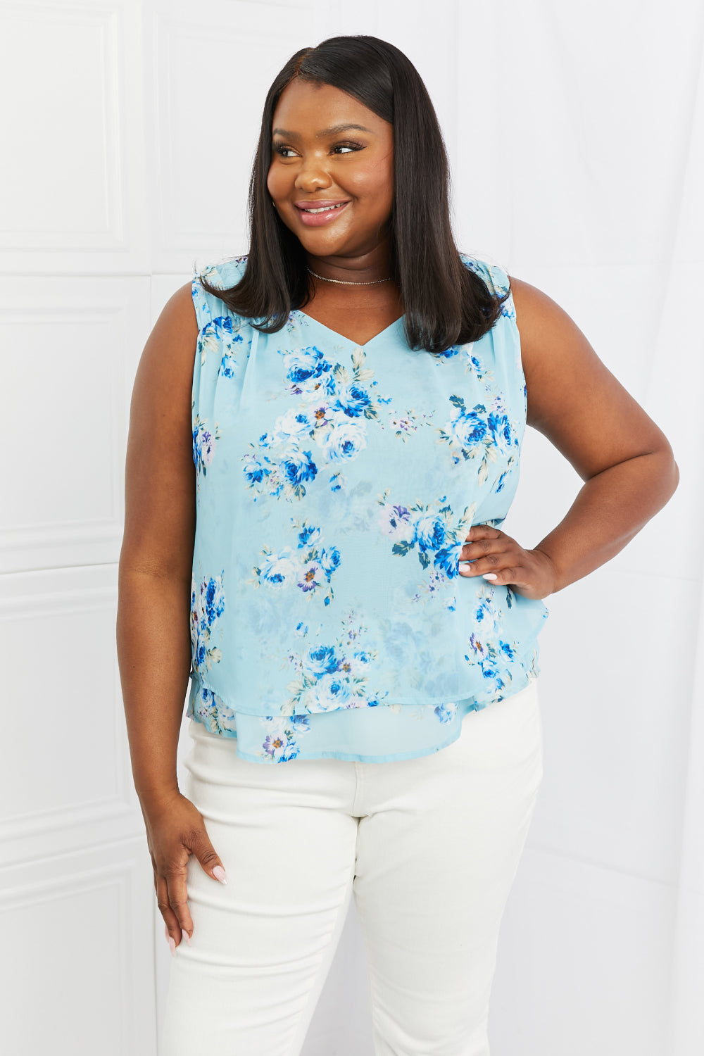 Sew In Love Off To Brunch Full Size Floral Tank Top - AllIn Computer