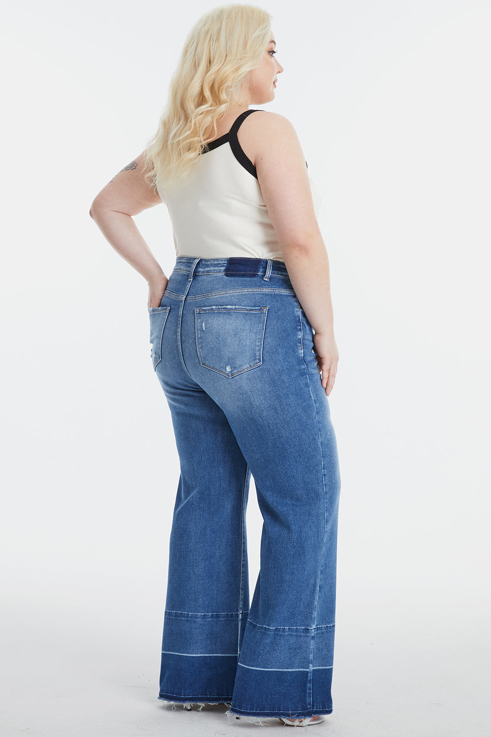 BAYEAS Full Size High Waist Cat's Whisker Wide Leg Jeans - AllIn Computer