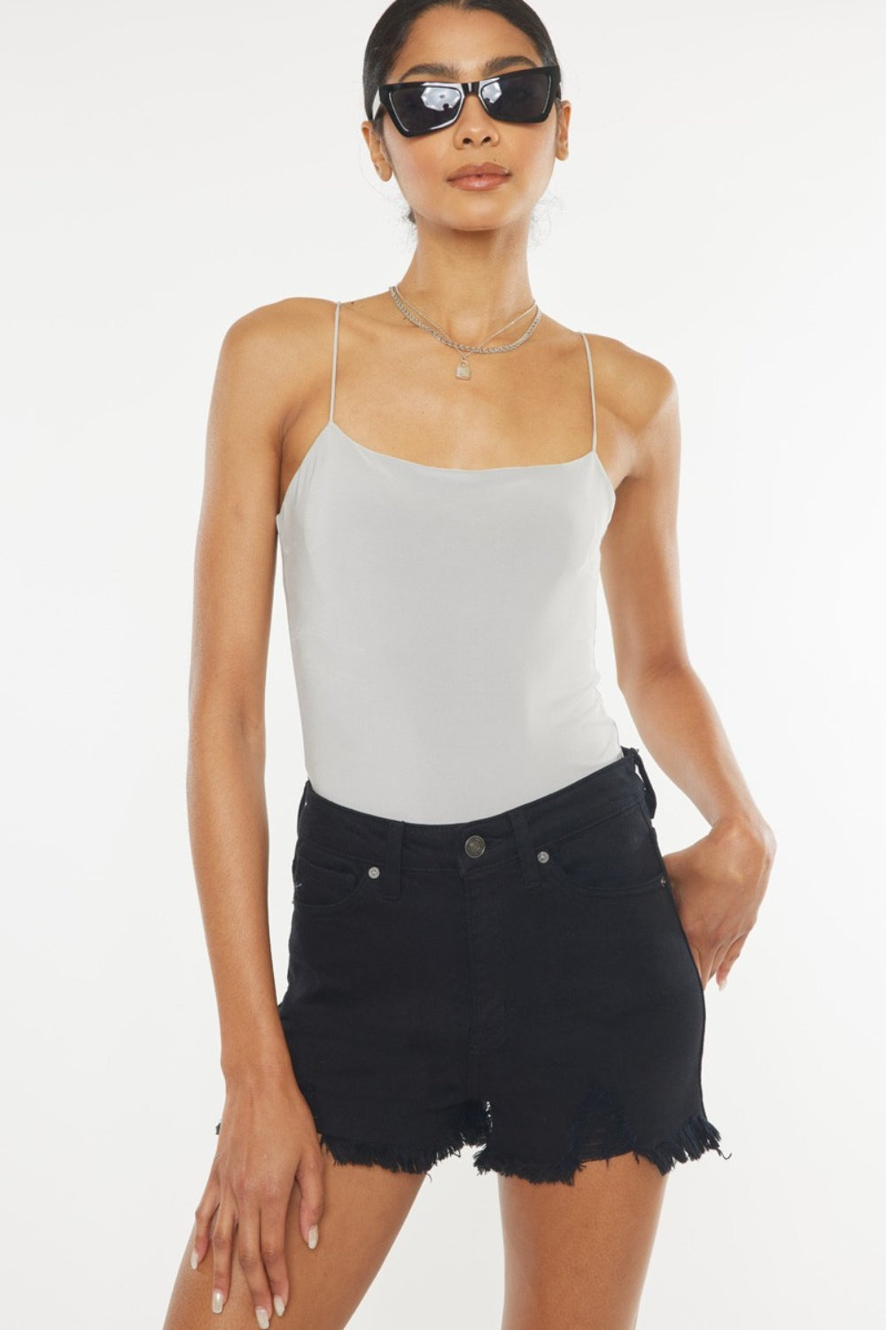 Kancan High Rise Raw Hem Denim Shorts - AllIn Computer
