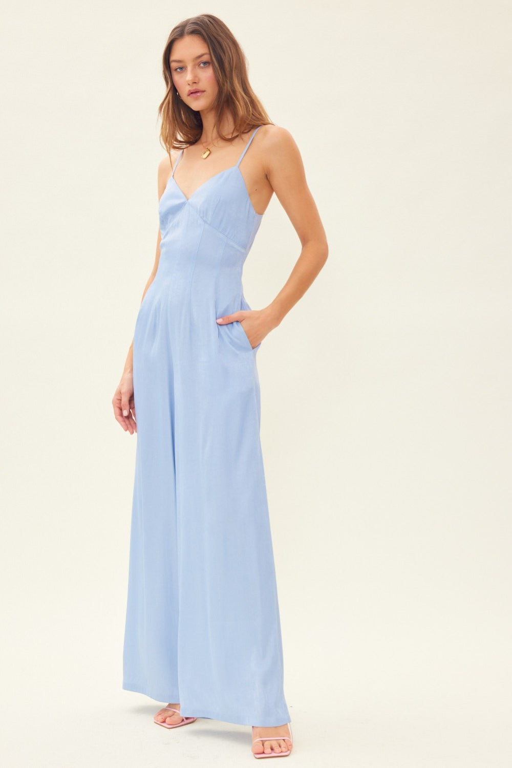 Idem Ditto Drawstring Back Sleeveless Wide Leg Jumpsuit - AllIn Computer