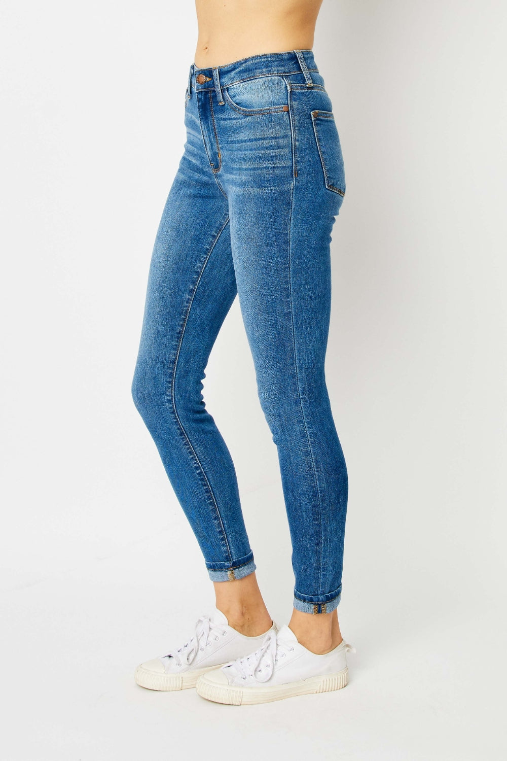 Judy Blue Full Size Cuffed Hem Skinny Jeans - AllIn Computer