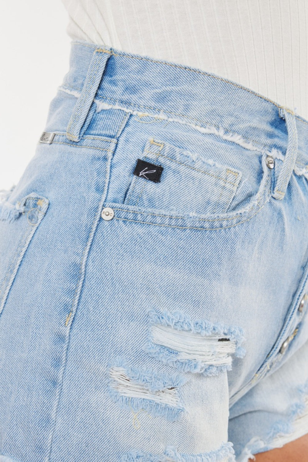 Kancan Distressed Button Fly Denim Shorts - AllIn Computer