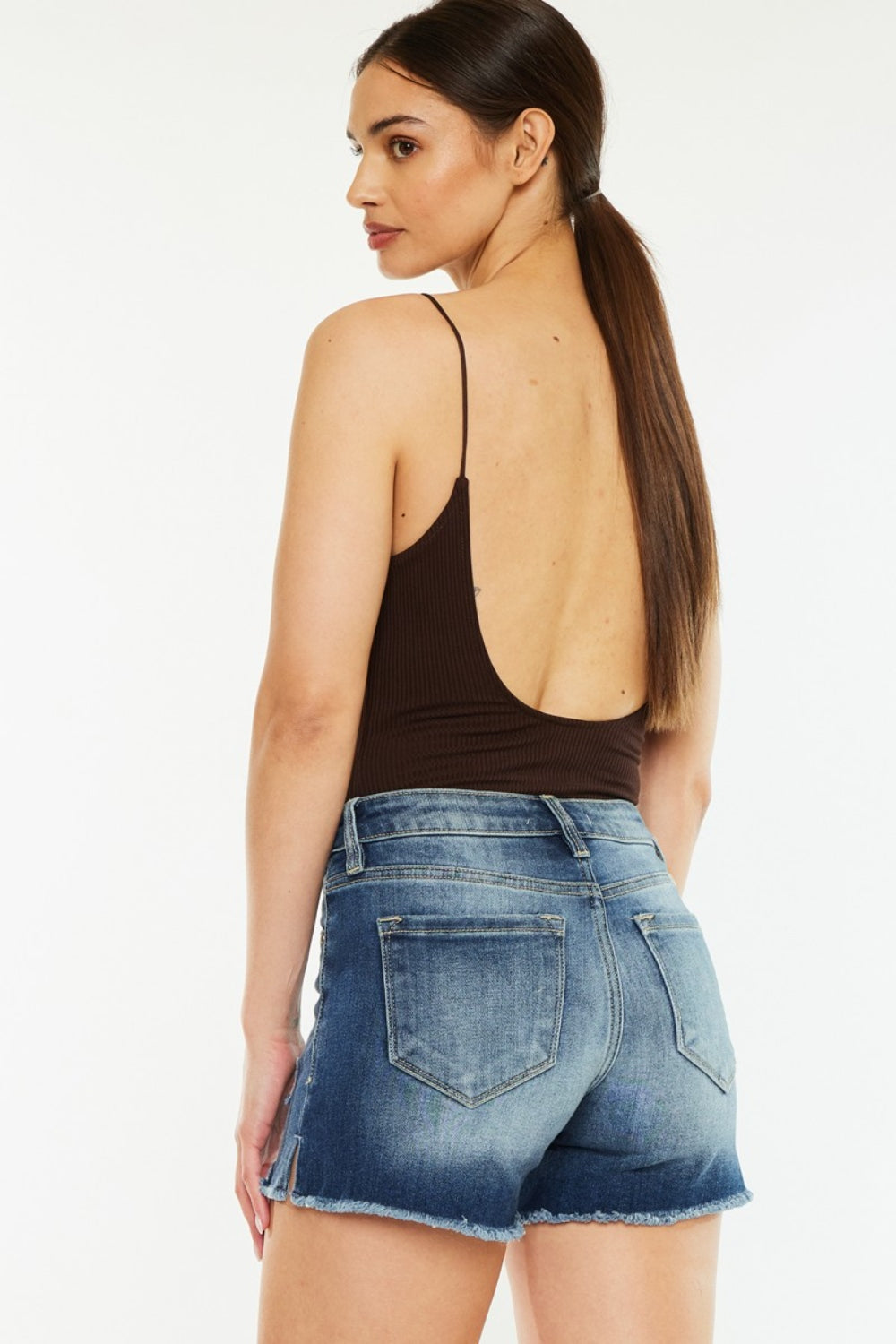 Kancan High Waist Raw Hem Denim Shorts - AllIn Computer