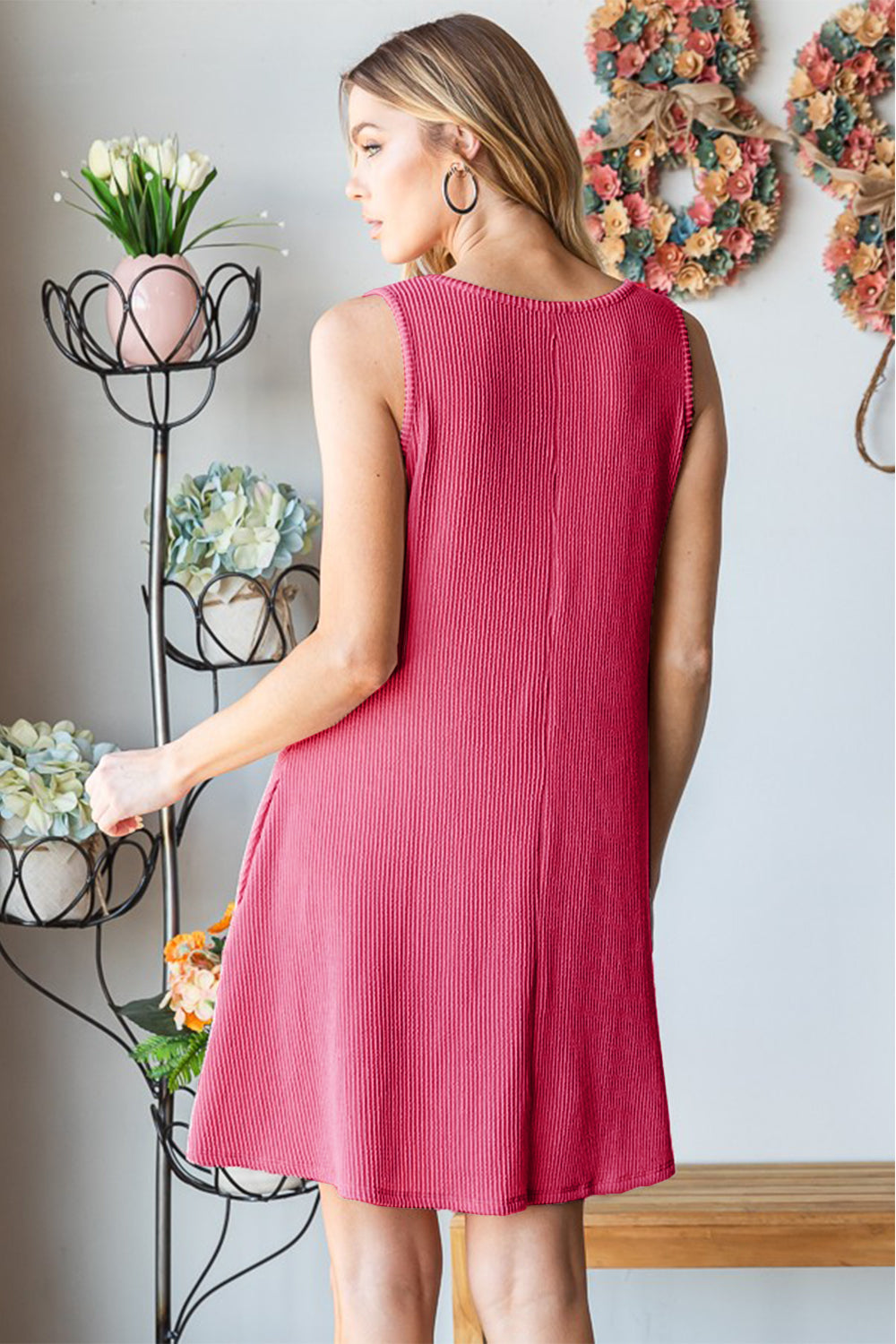 Heimish Full Size V-Neck Ribbed Mini Tank Dress - AllIn Computer