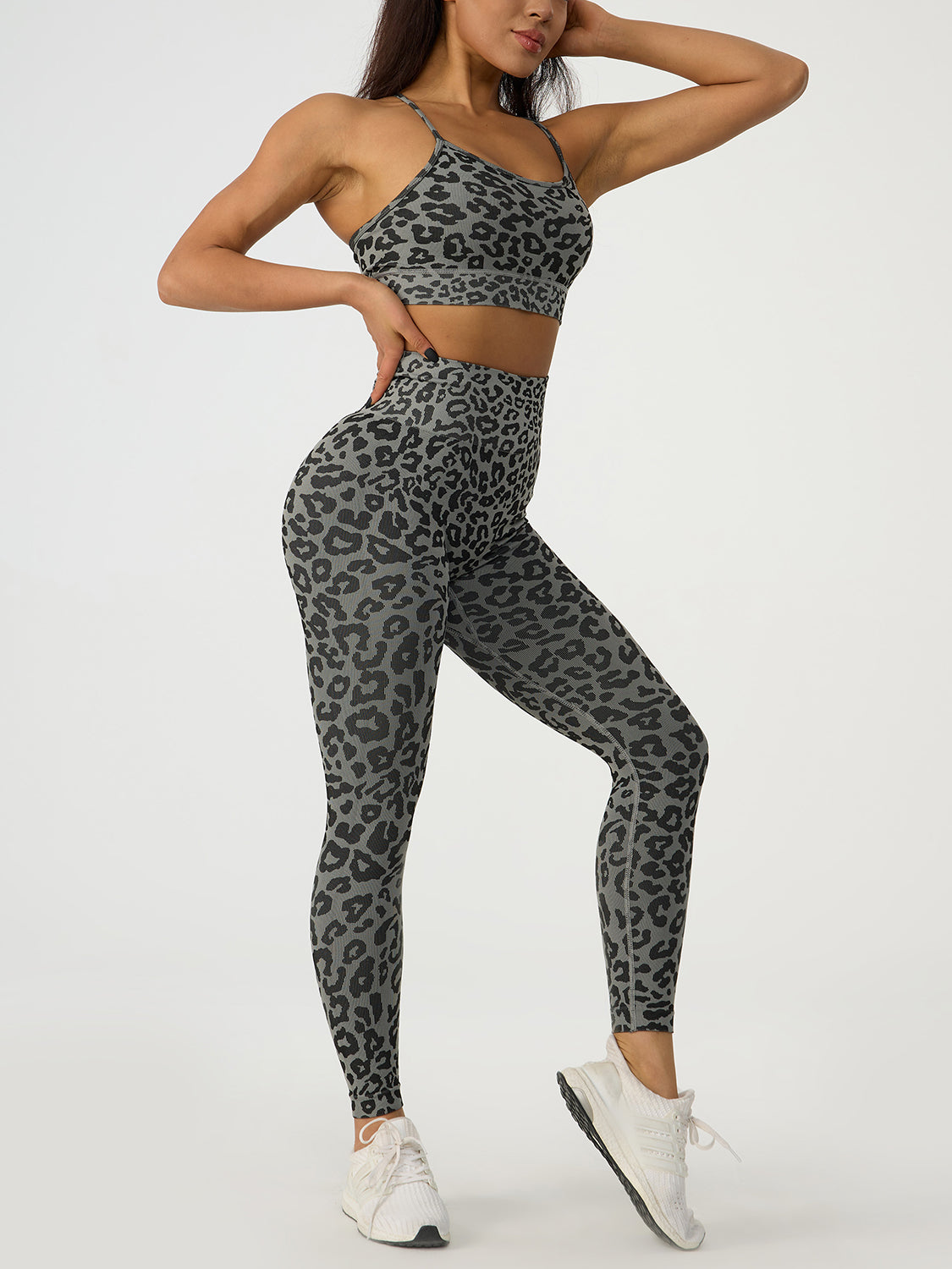 Leopard Crisscross Top and Leggings Active Set - AllIn Computer