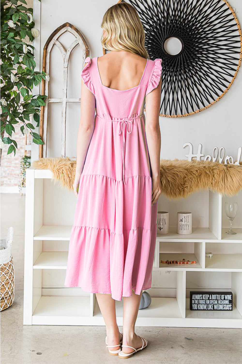 Reborn J Ruffled Sleeveless Tiered Midi Dress - AllIn Computer