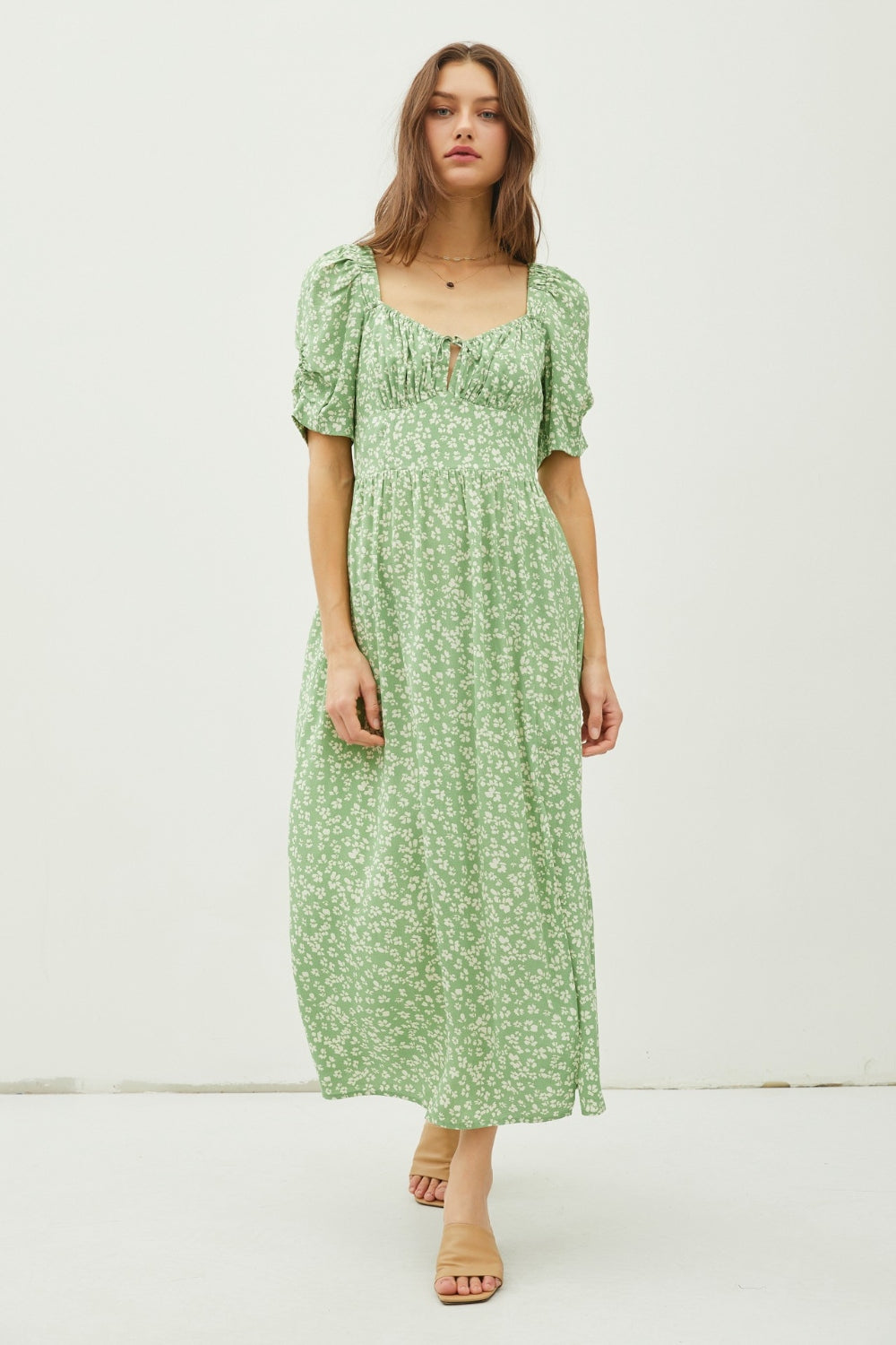 Be Cool Floral Smocked Back Slit Dress - AllIn Computer
