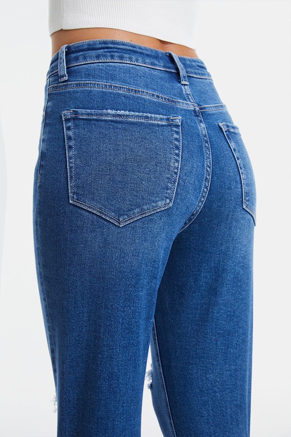 BAYEAS Full Size Distressed High Waist Mom Jeans - AllIn Computer