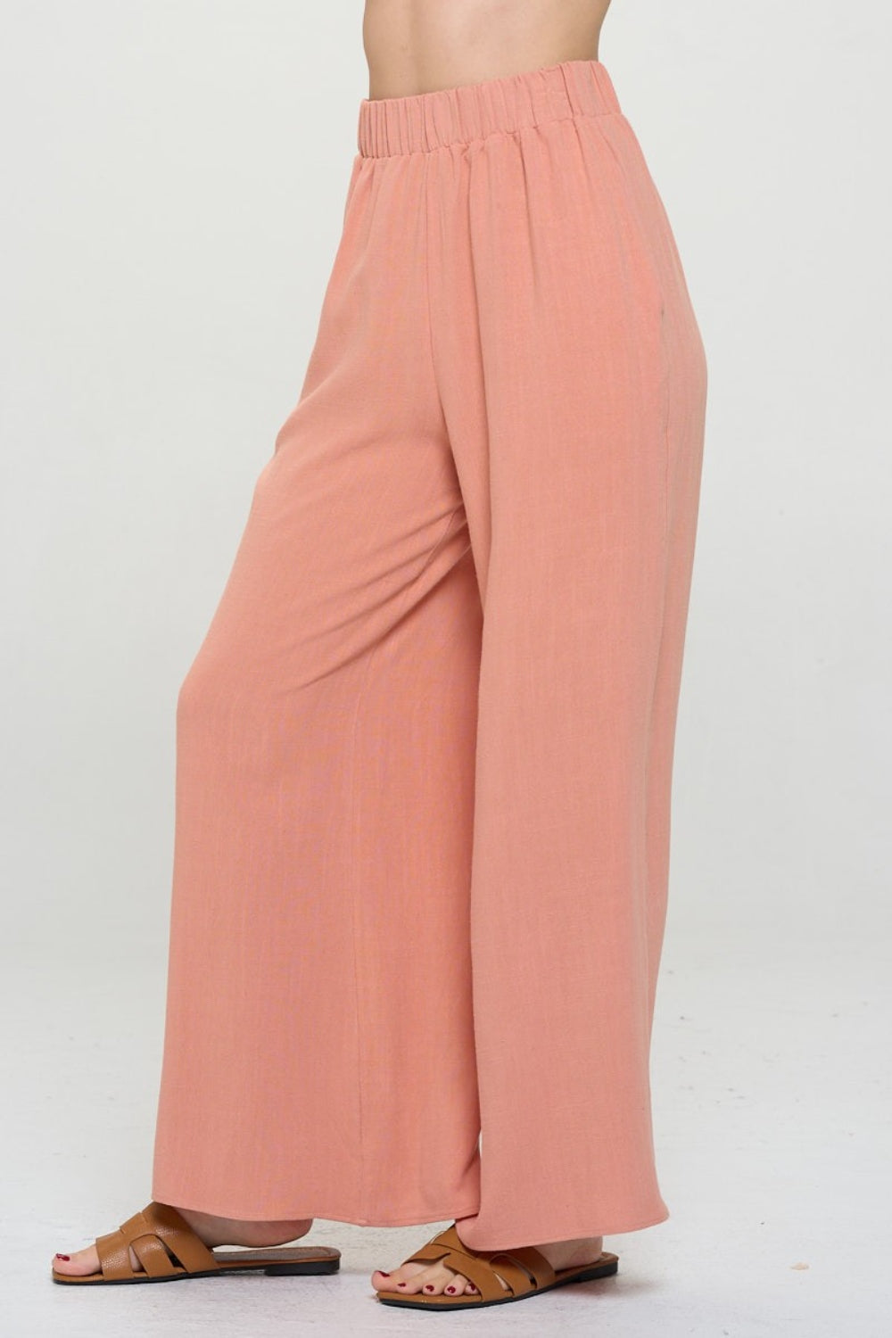 RENEE C Linen Wide Leg Pants with Pockets - AllIn Computer
