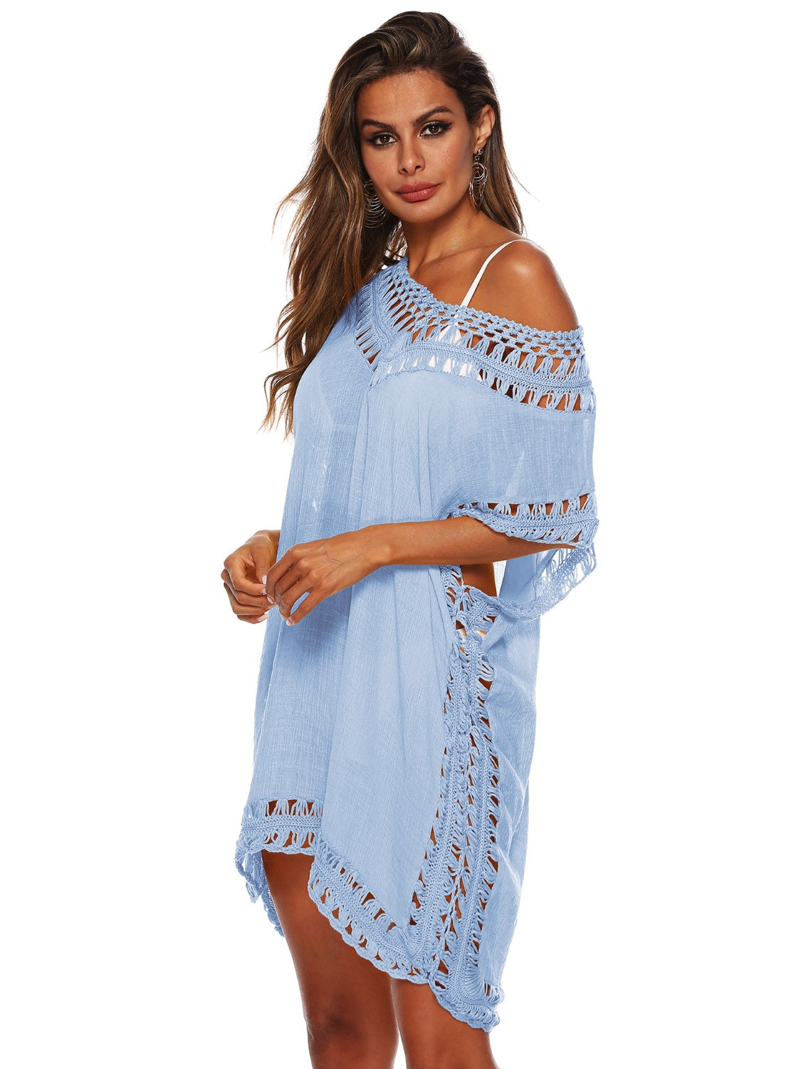 Cutout V-Neck Short Sleeve Cover-Up - AllIn Computer