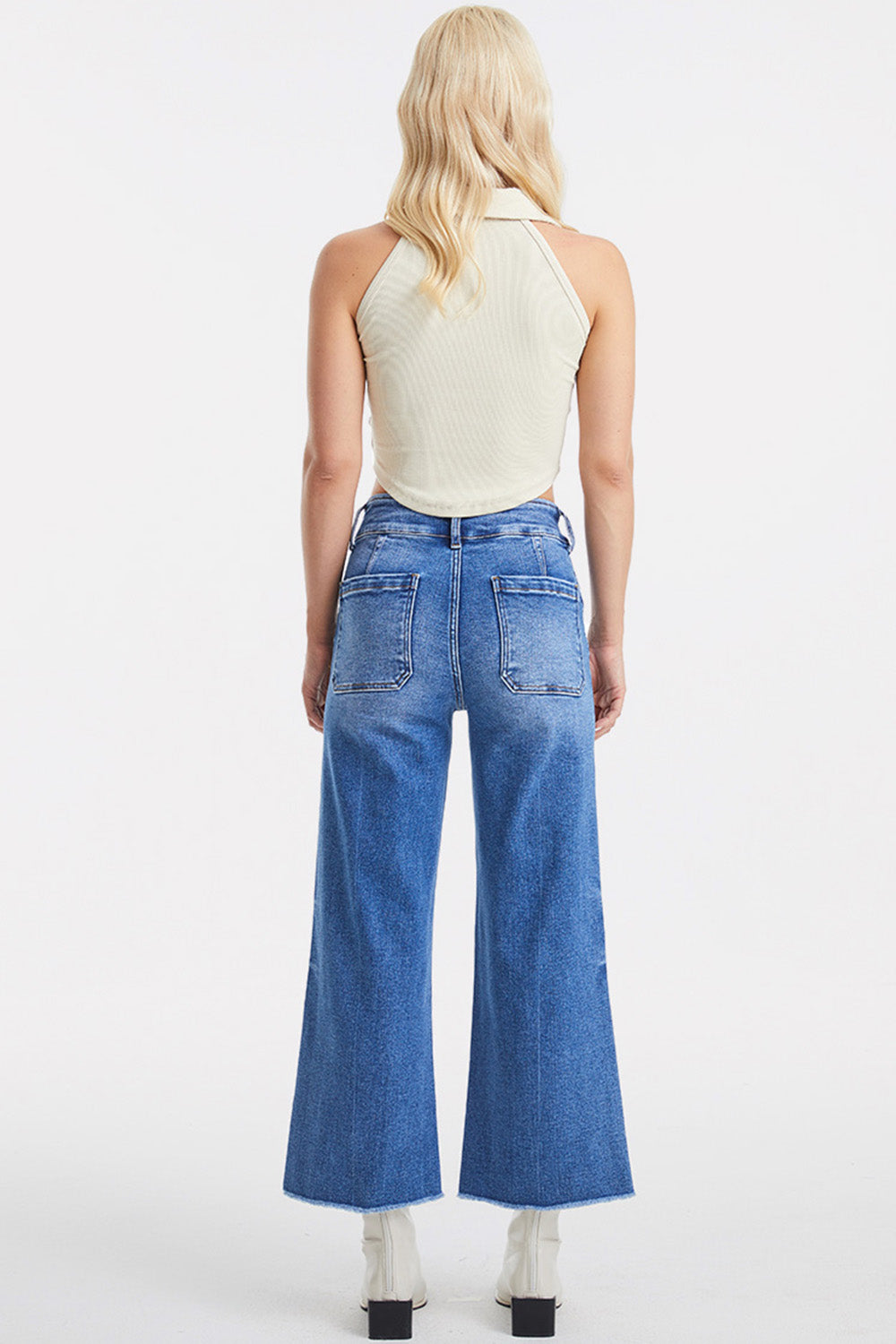 BAYEAS Full Size Raw Hem High Waist Wide Leg Jeans - AllIn Computer
