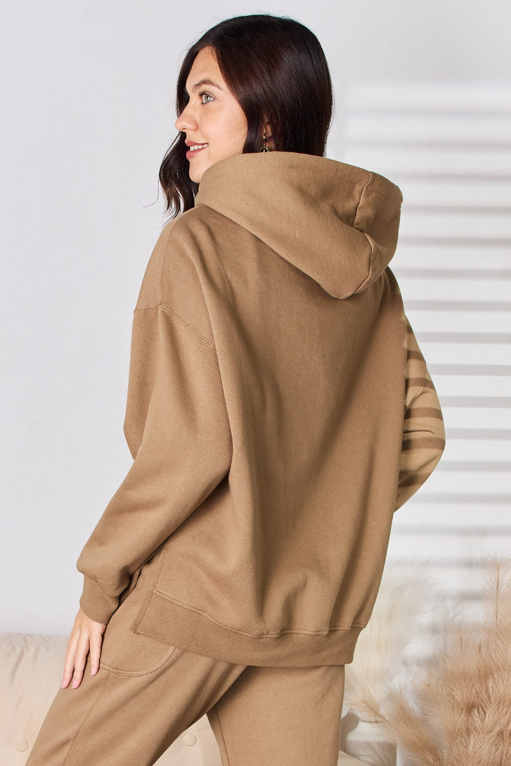 RISEN Drawstring Drop Shoulder Long Sleeve Hoodie - AllIn Computer