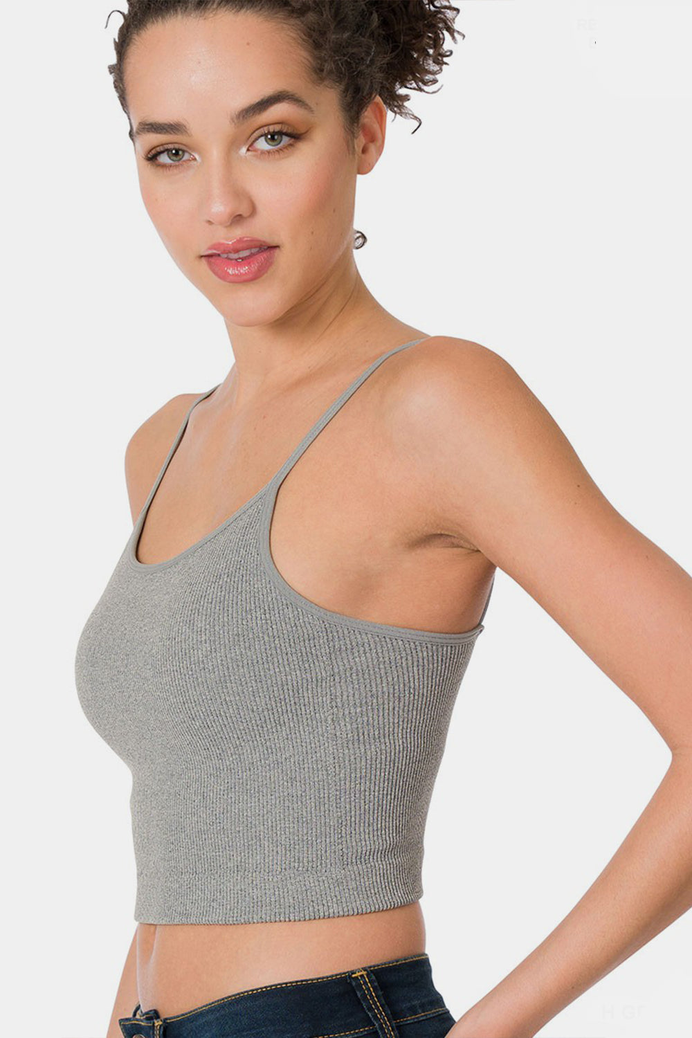 Zenana Ribbed Seamless Cropped Cami with Bra Pads - AllIn Computer
