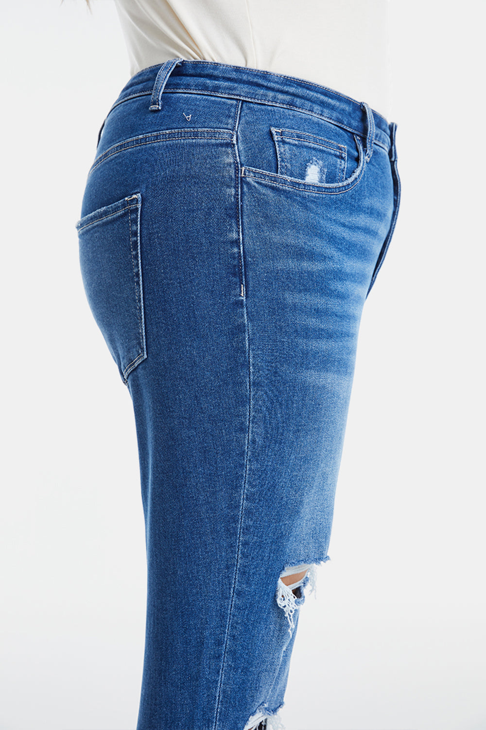 BAYEAS Full Size Distressed High Waist Mom Jeans - AllIn Computer