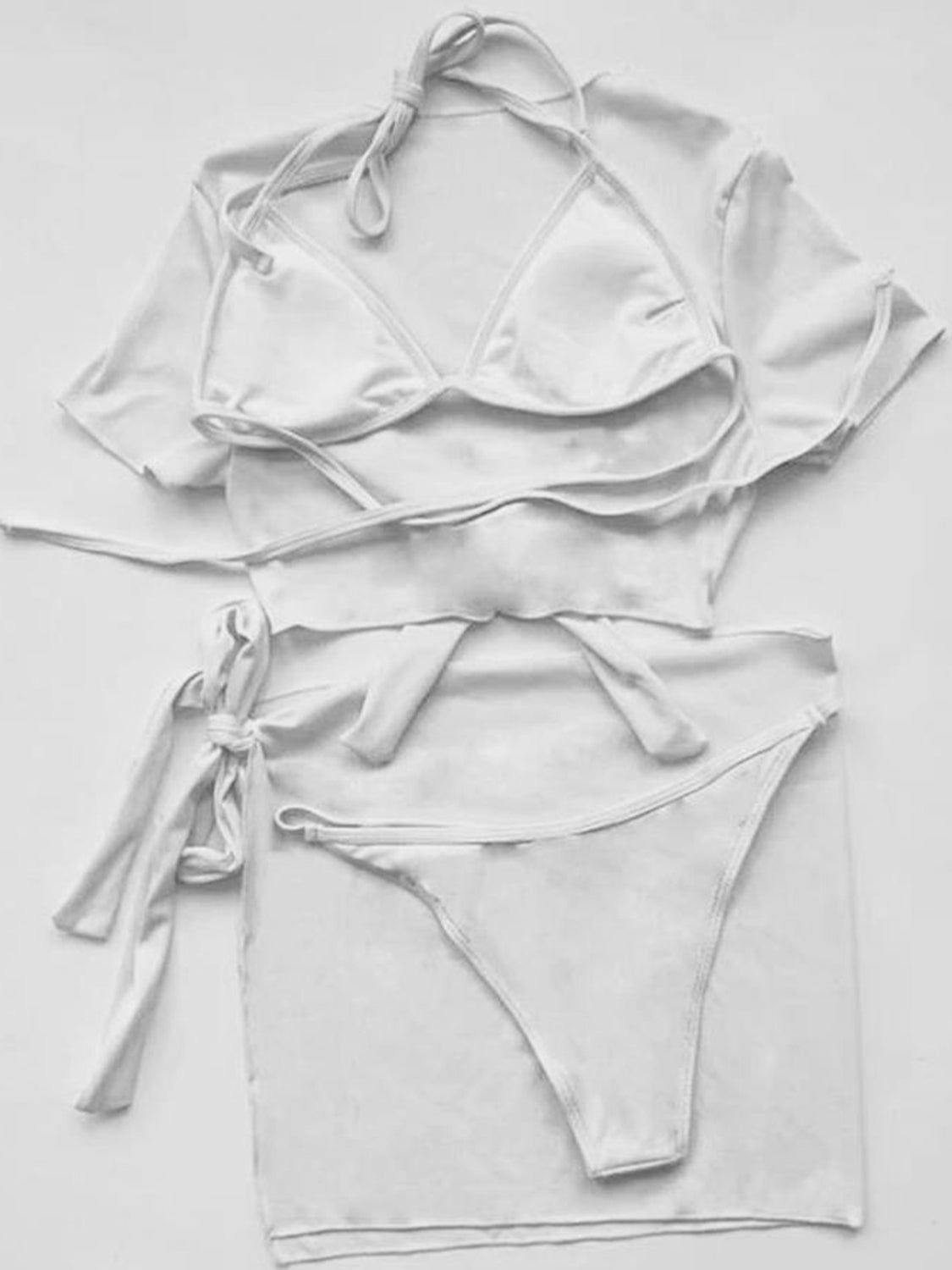 Halter Neck Bikini and Cover Up Four-Piece Swim Set - AllIn Computer