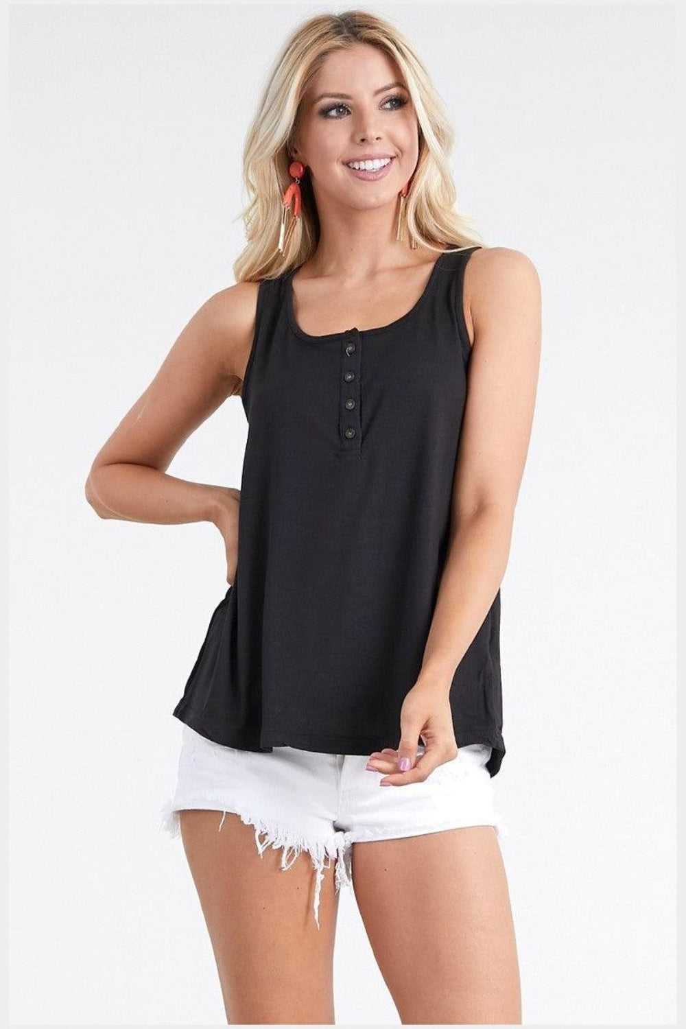 Ninexis Square Neck Half Button Tank - AllIn Computer