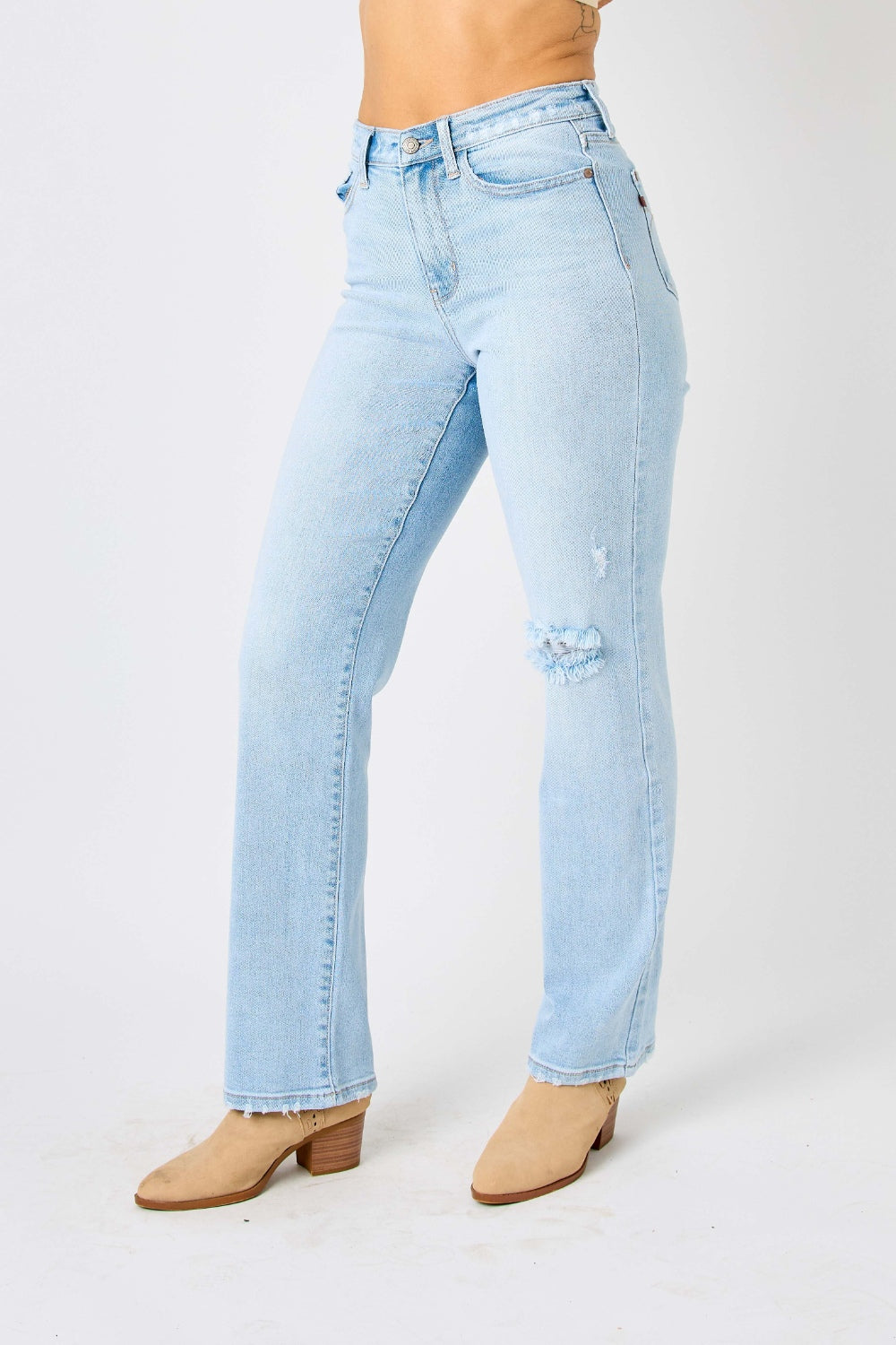 Judy Blue Full Size High Waist Distressed Straight Jeans - AllIn Computer
