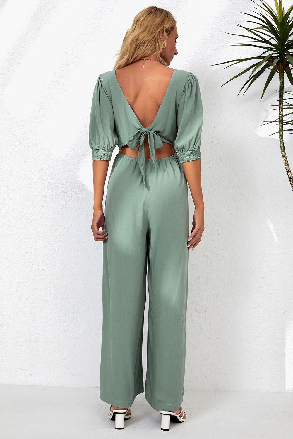 V-Neck Half Sleeve Jumpsuit - AllIn Computer