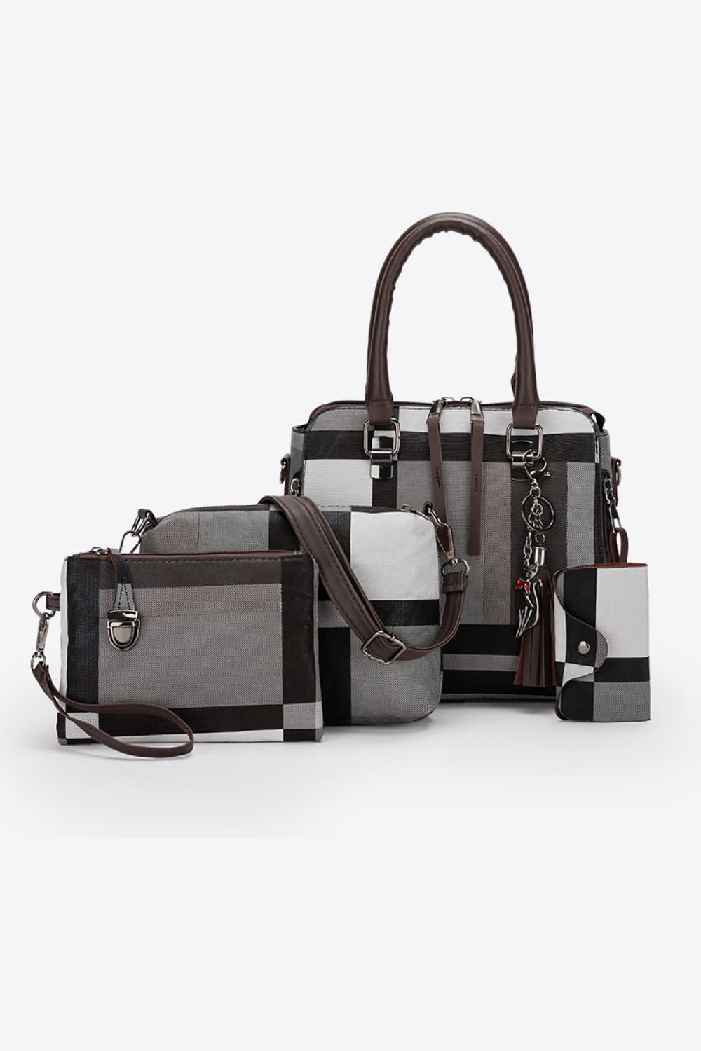 4-Piece Color Block PU Leather Bag Set - AllIn Computer