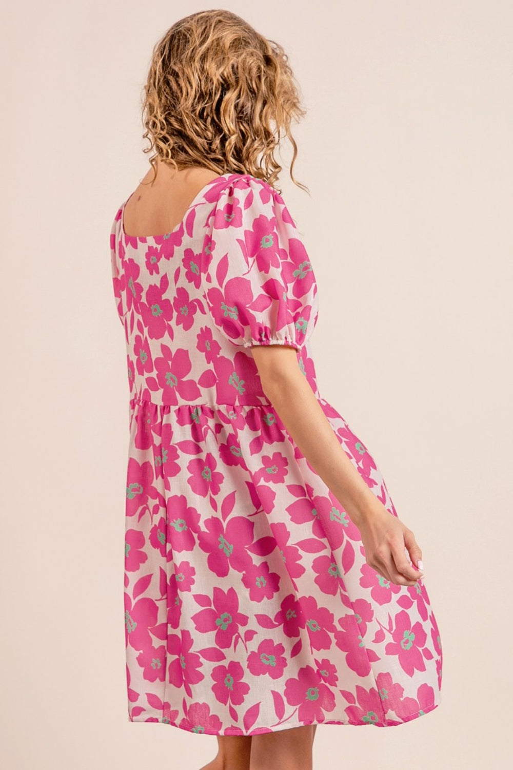 BiBi Printed Square Neck Puff Sleeve Mini Dress - AllIn Computer