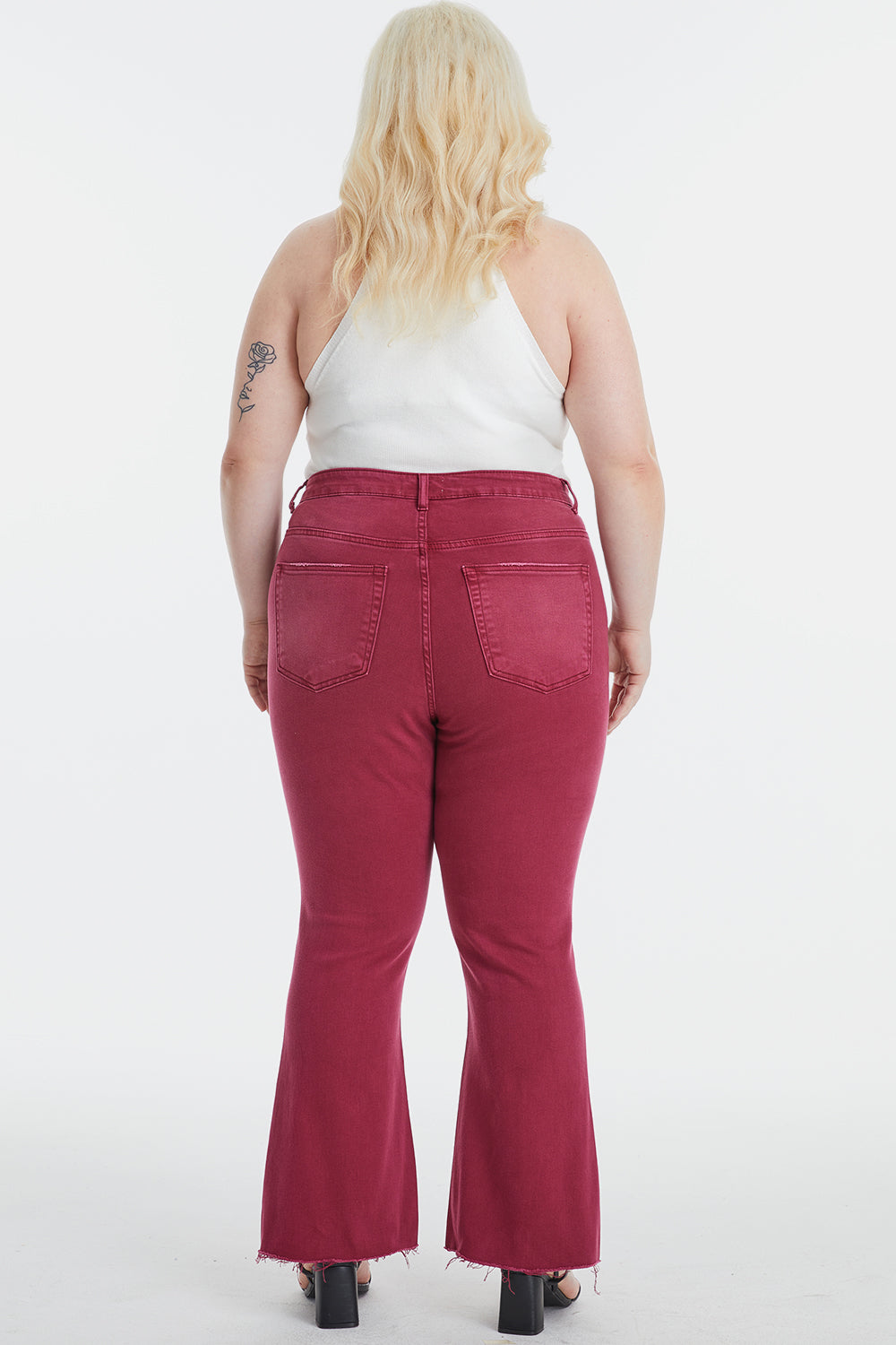 BAYEAS Full Size High Waist Distressed Raw Hem Flare Jeans - AllIn Computer