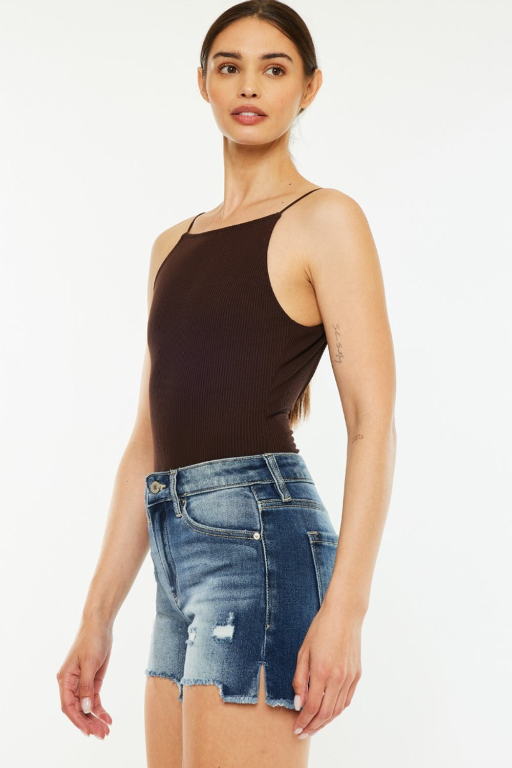 Kancan High Waist Raw Hem Denim Shorts - AllIn Computer