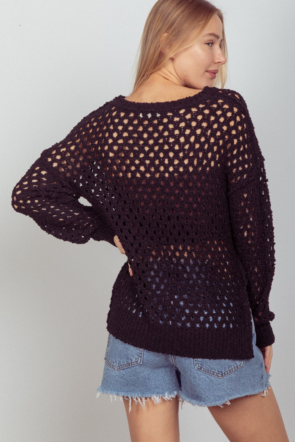 VERY J Openwork Slit Knit Cover Up - AllIn Computer