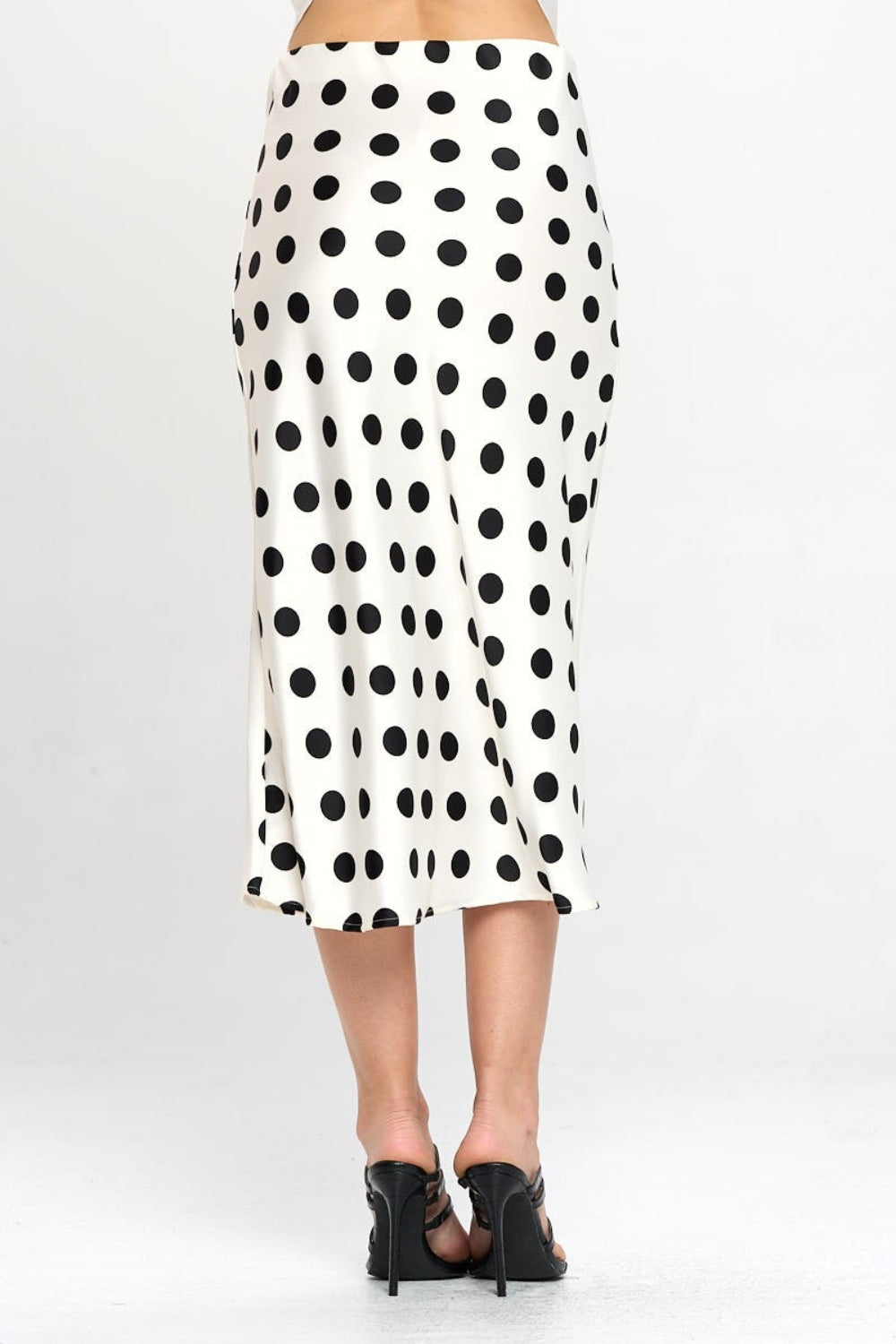 RENEE C Polka Dot Satin Midi Skirt - AllIn Computer