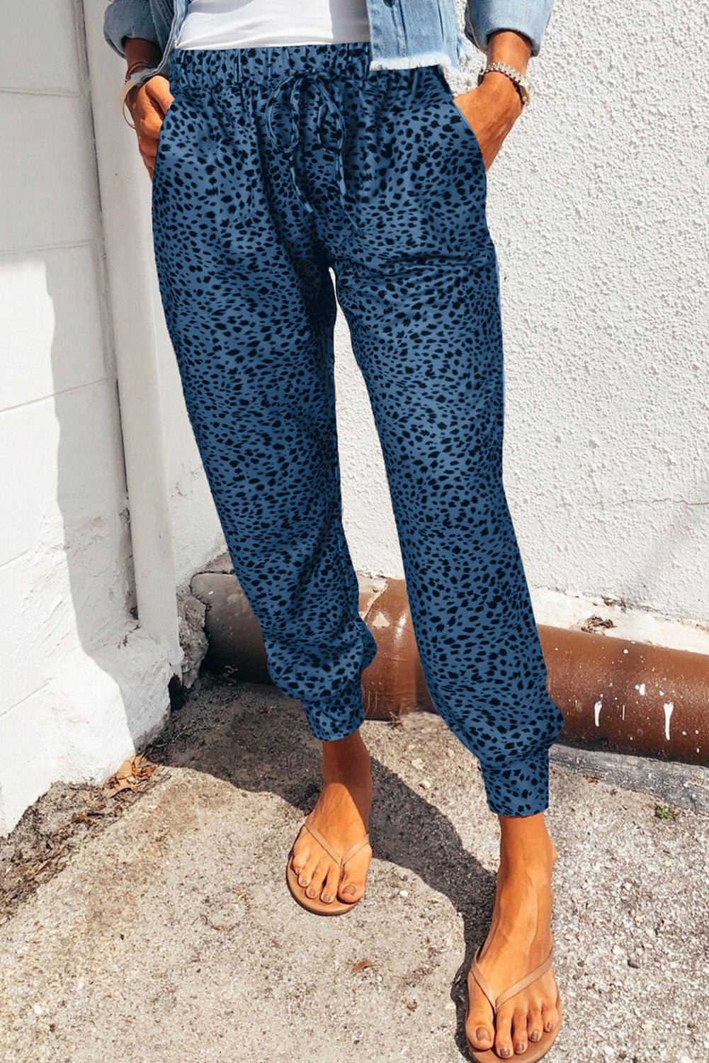 Double Take Leopard Print Joggers with Pockets - AllIn Computer