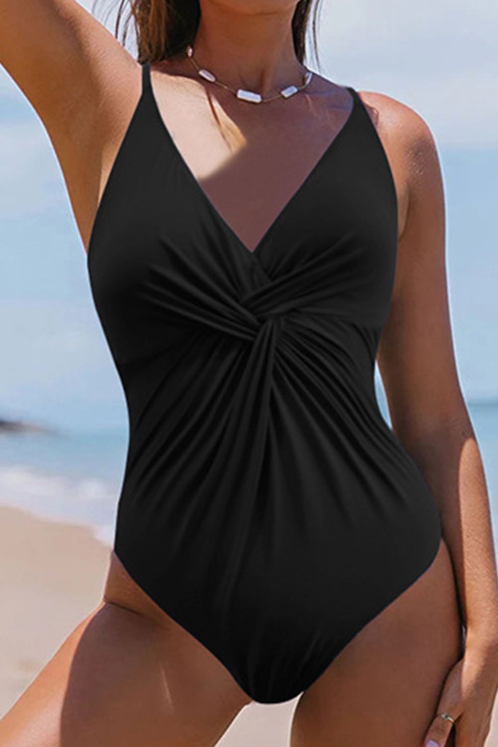 Twisted Crisscross V-Neck One-Piece Swimwear - AllIn Computer