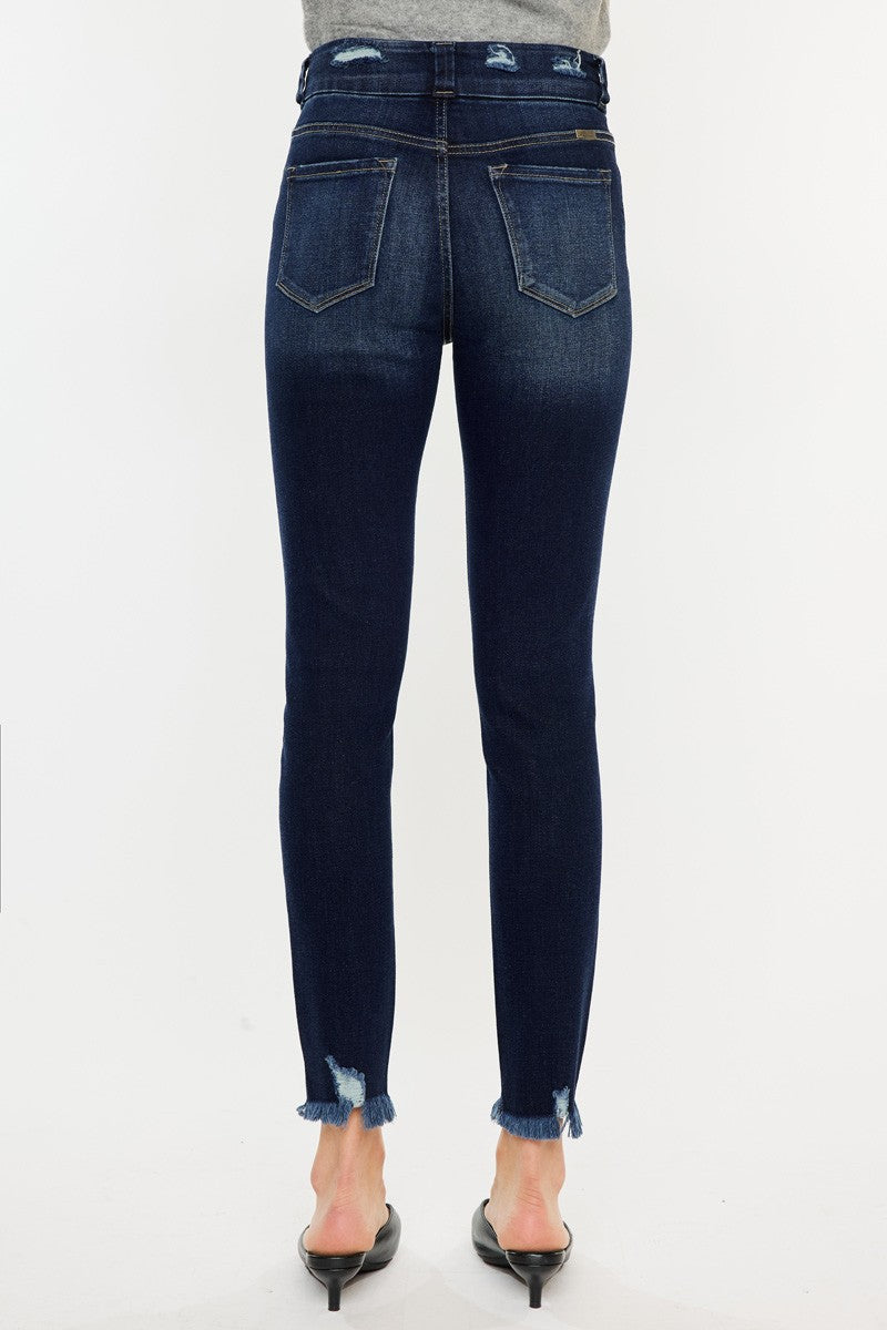 Kancan Full Size Cat's Whiskers Raw Hem High Waist Jeans - AllIn Computer