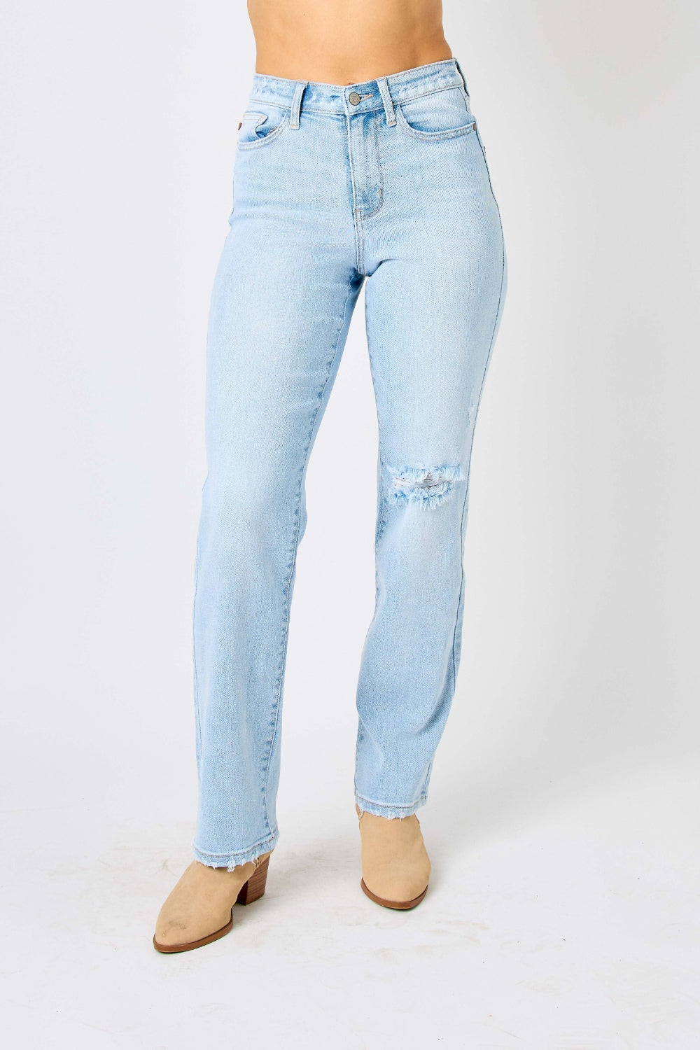 Judy Blue Full Size High Waist Distressed Straight Jeans - AllIn Computer